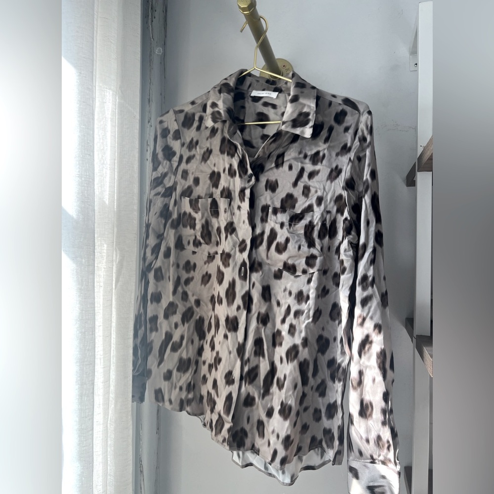 Anine Bing Leopard Silk Blouse Size S